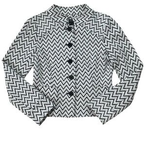 Nicole by Nicole Miller Black & White Chevron Knit Blazer Jacket Size 6